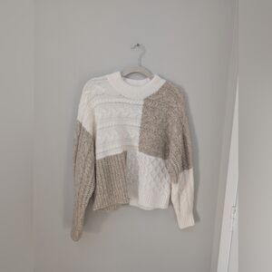 Abercrombie Cable Knit Patchwork Sweater